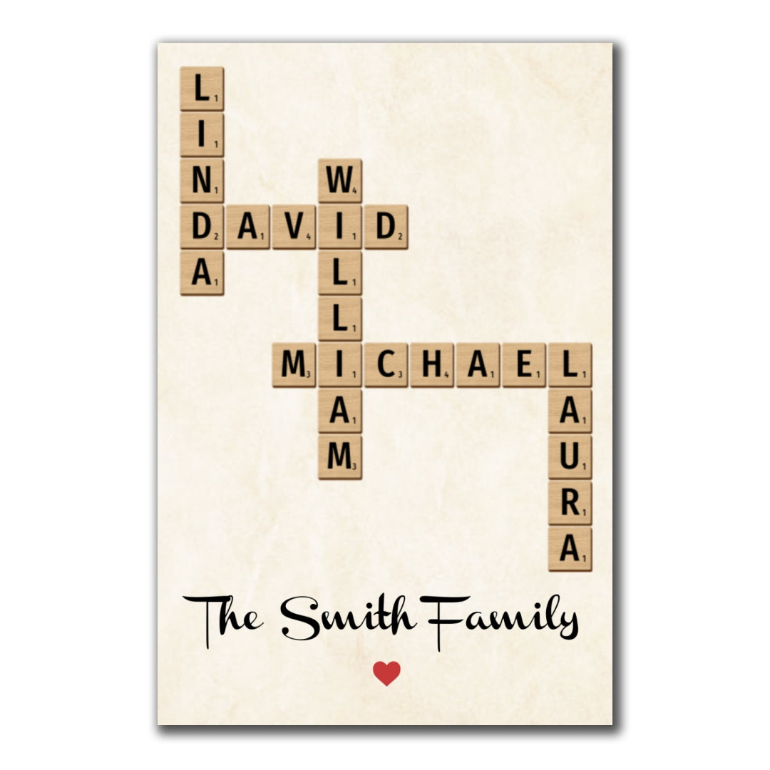 Family Name Crossword Puzzle Personalized Canvas For Family
