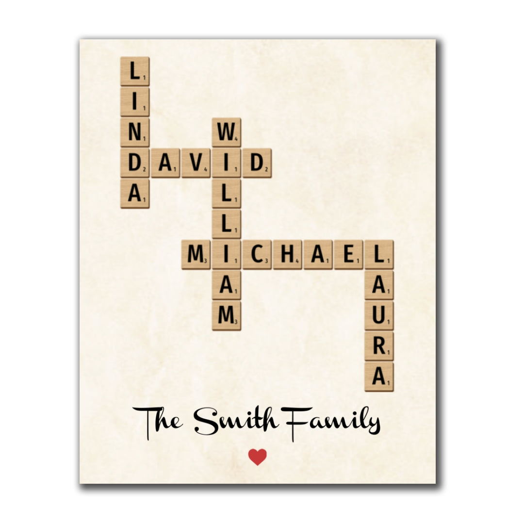 Family Name Crossword Puzzle Personalized Canvas For Family