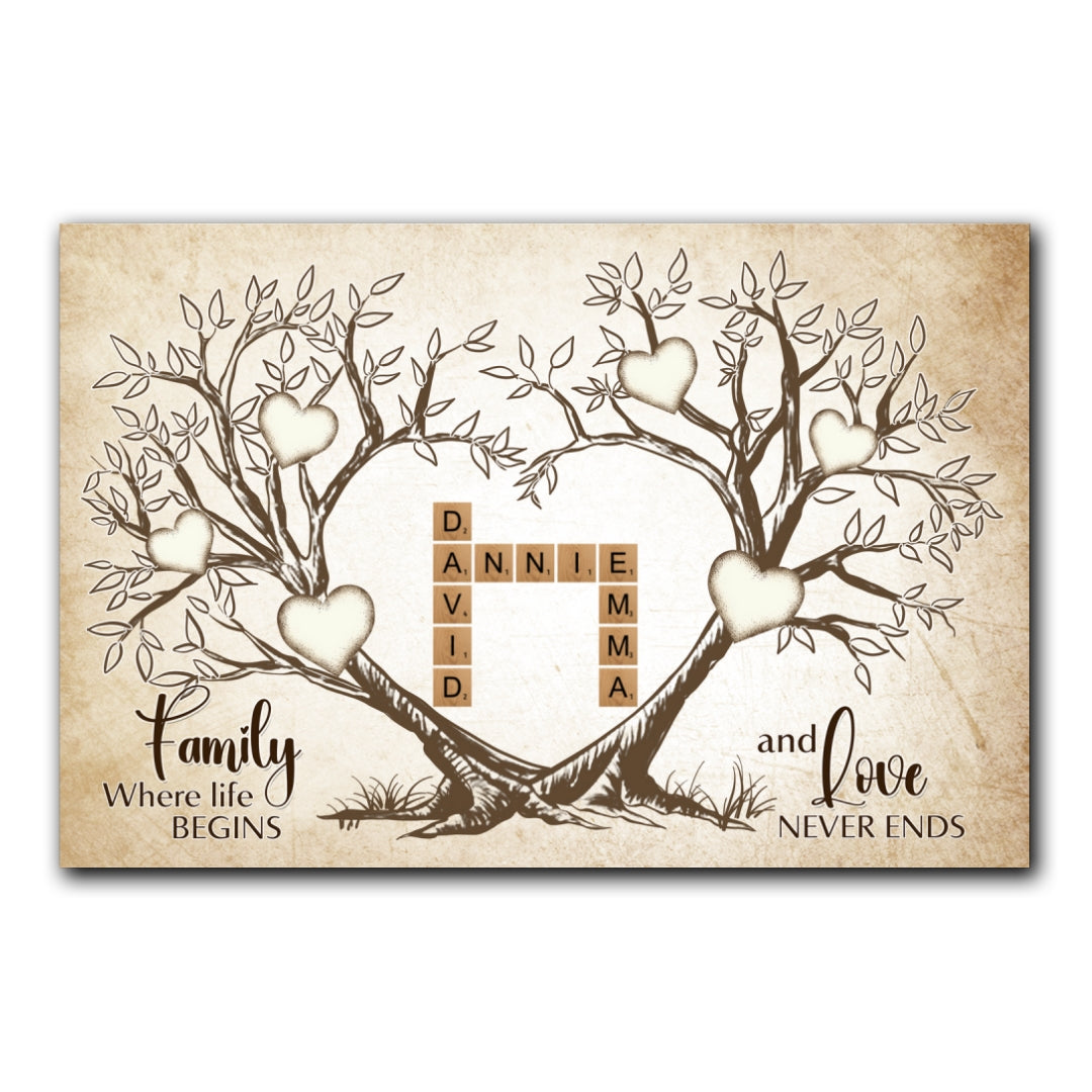 Love Never Ends Crossword Canvas Personalized Gifts For Family