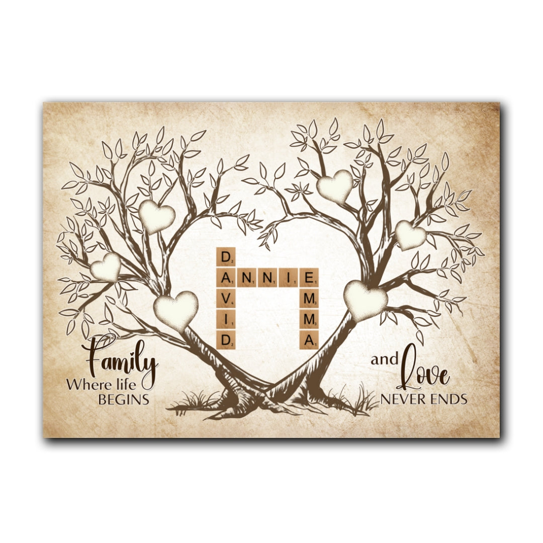 Love Never Ends Crossword Canvas Personalized Gifts For Family