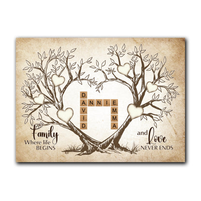 Love Never Ends Crossword Canvas Personalized Gifts For Family