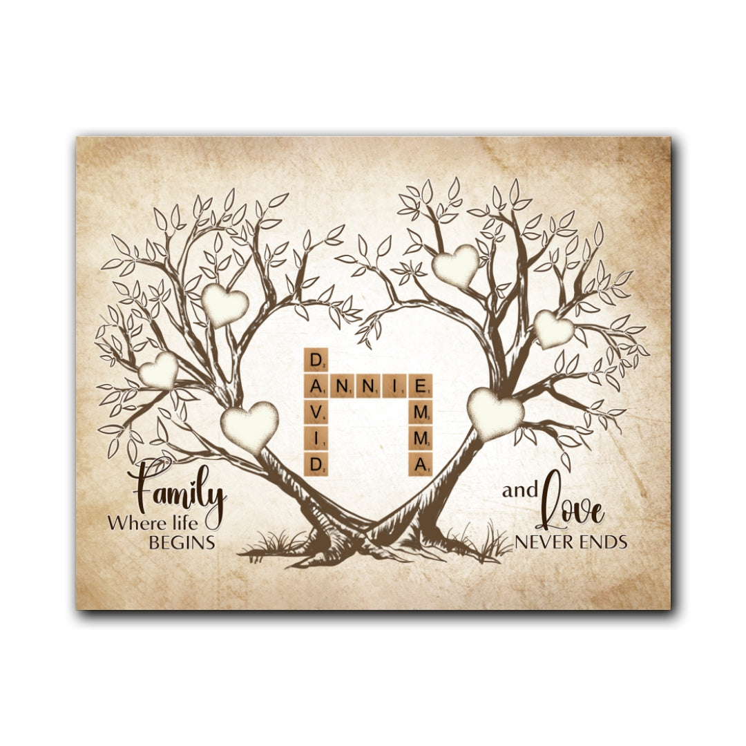 Love Never Ends Crossword Canvas Personalized Gifts For Family