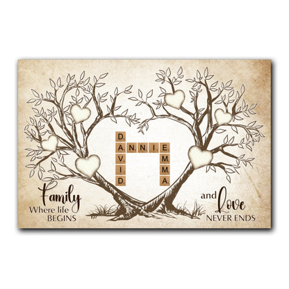 Love Never Ends Crossword Canvas Personalized Gifts For Family