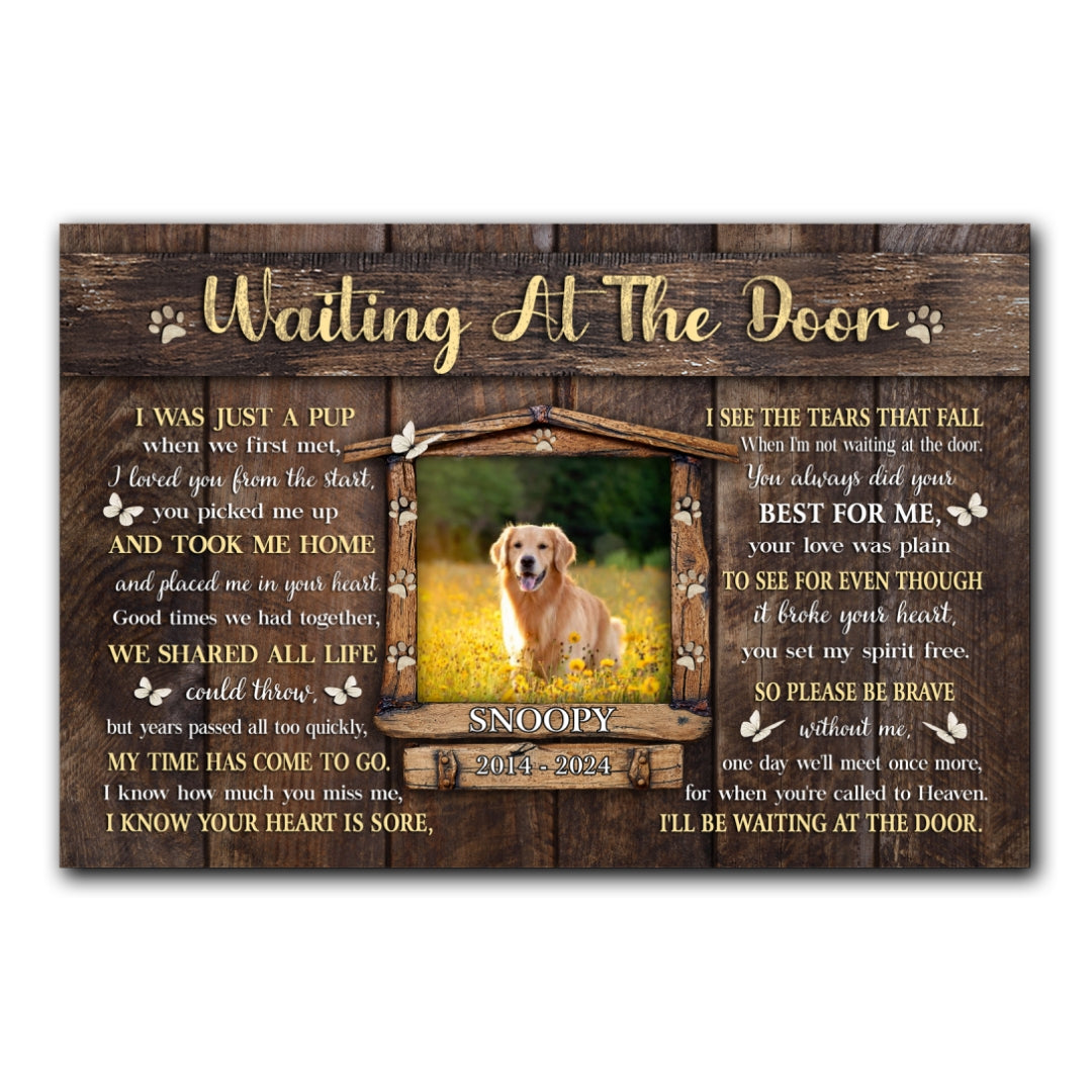 Dog Memorial Pet I'll Be Waiting At The Door Personalized Canvas