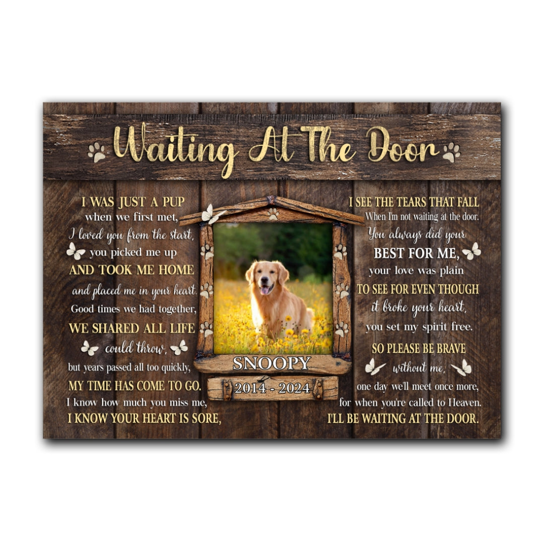 Dog Memorial Pet I'll Be Waiting At The Door Personalized Canvas