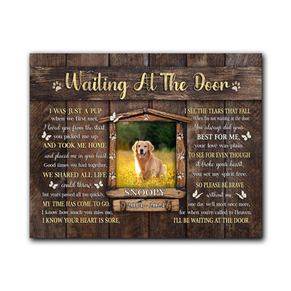 Dog Memorial Pet I'll Be Waiting At The Door Personalized Canvas