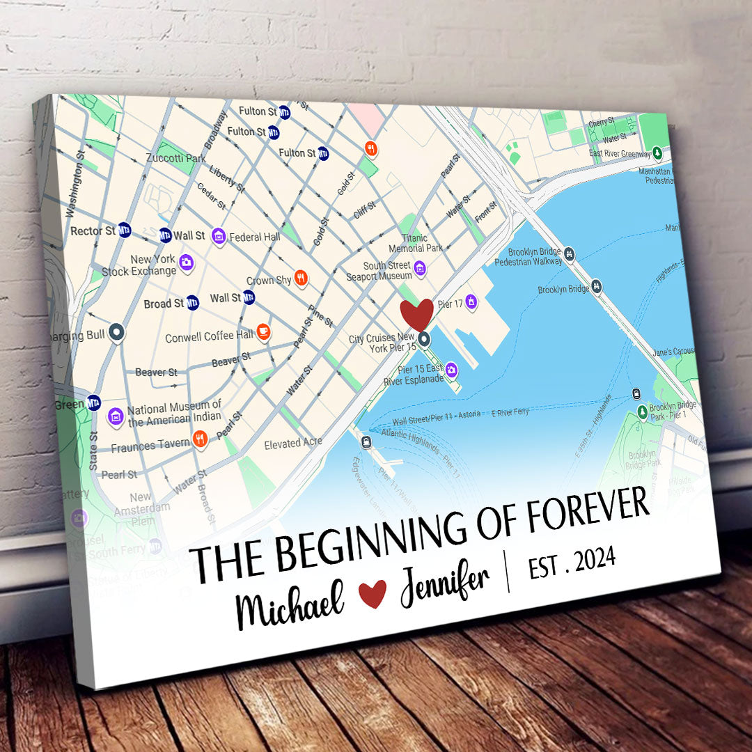 Beginning Of Forever Canvas Personalized Anniversary Gift For Couple