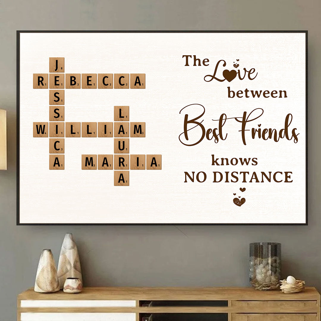 Besties No Distance Crossword Puzzle Personalized Poster For Best Friends