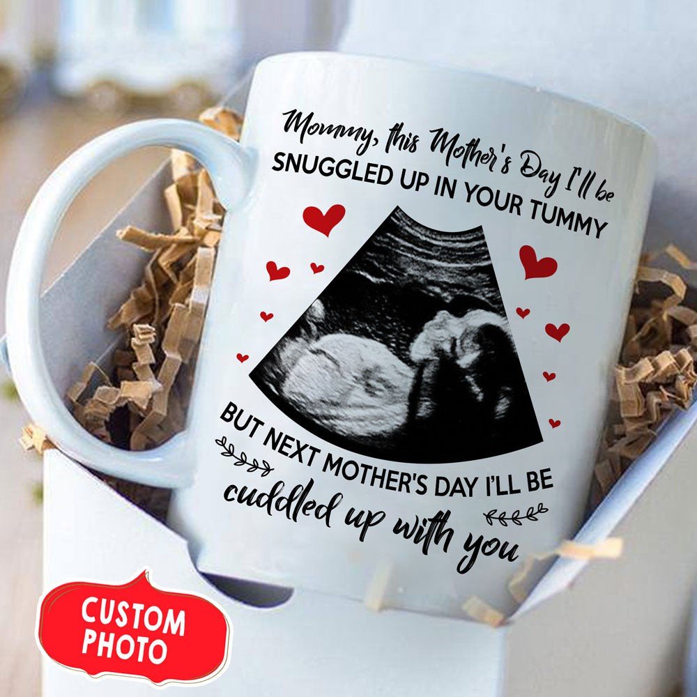 Personalized Mommy Snuggled Up In Tummy Mug Mother's Day Gift For Expecting Mom