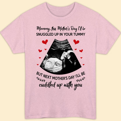 For Expecting Mom Ultrasound Mommy Snuggled Personalized T-shirt