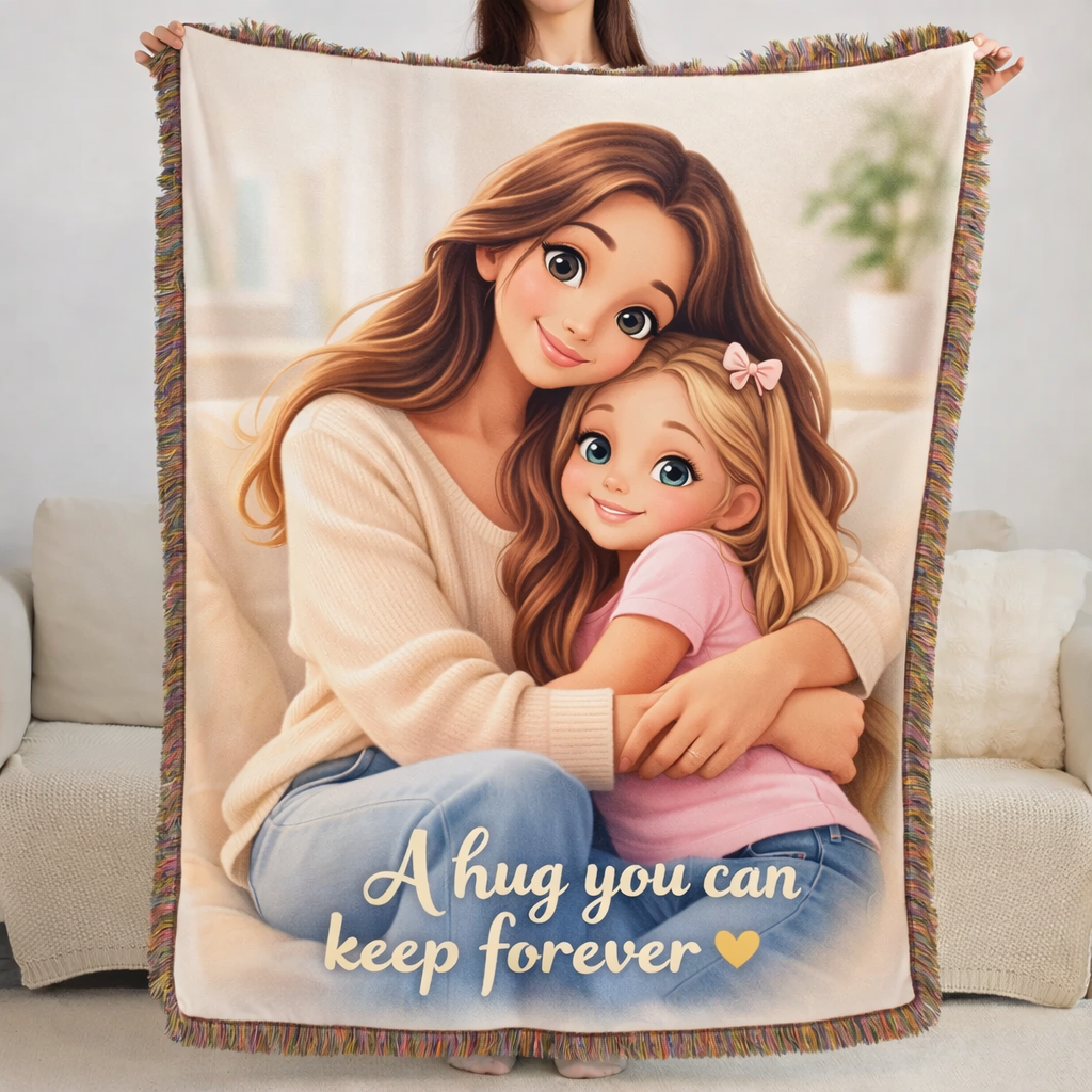 Turn Your Photo into Cartoon Style Blanket, Personalized Gift For Women