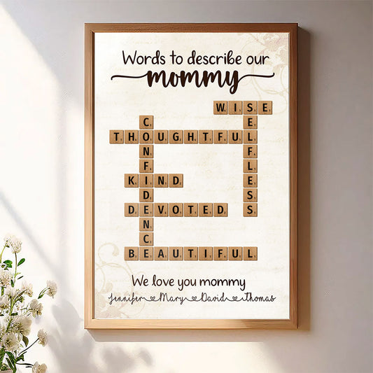 Words To Describe Mommy Crossword Poster Personalized Gift For Mom