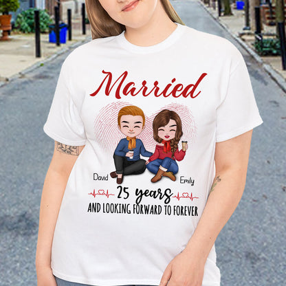 Married 25 Years Matching T-shirt Personalized Anniversary Gift For Couple
