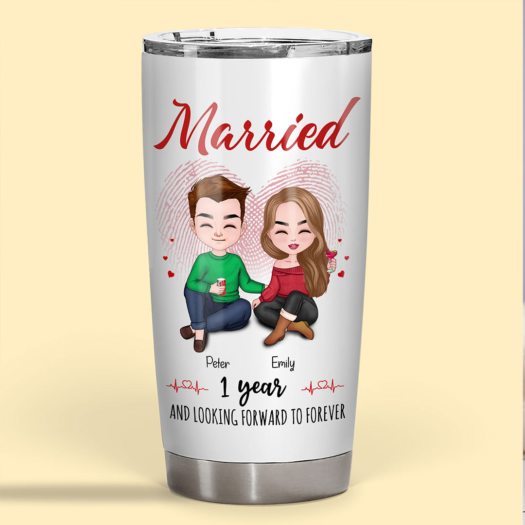Married 1 Year Tumbler Personalized Anniversary Gift By Year For Couple