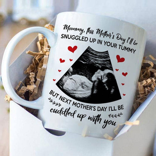 Personalized Mommy Snuggled Up In Tummy Mug Mother's Day Gift For Expecting Mom