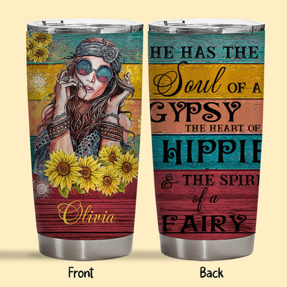 Hippie Sunflower The Spirit Of A Fairy Personalized Tumbler