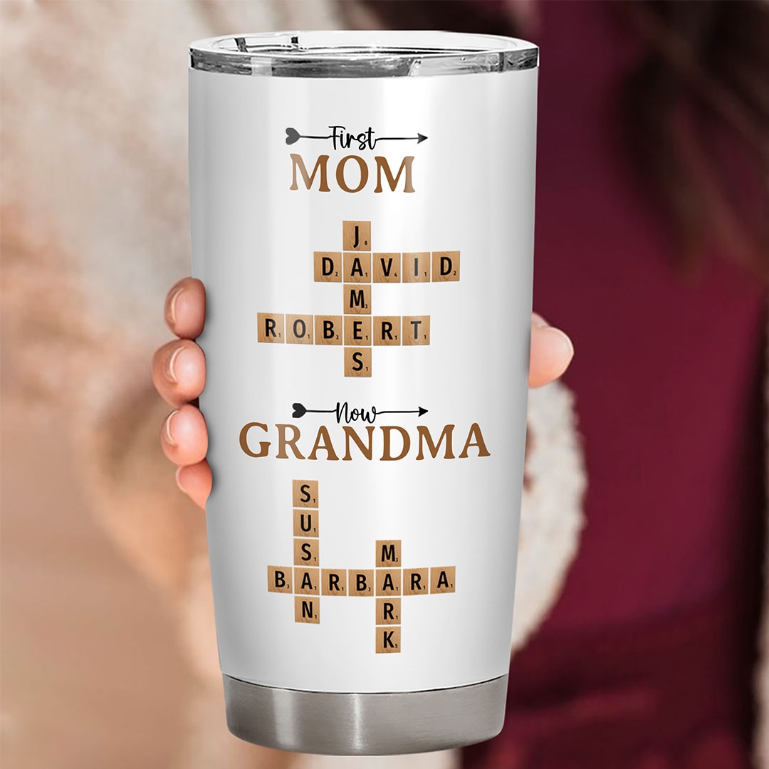 Now Grandma Crossword Puzzle Fat Tumbler Personalized Gift For Grandma