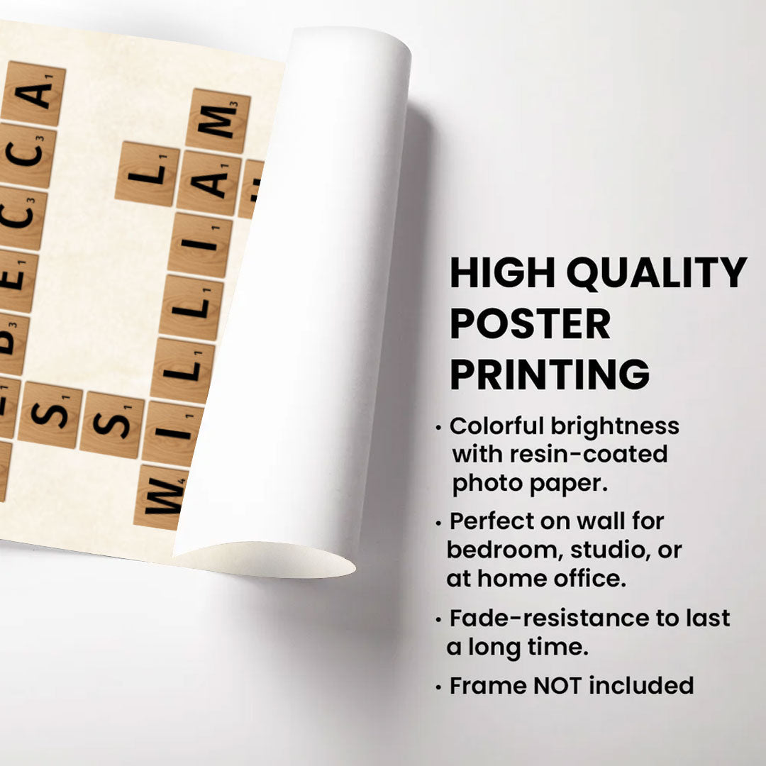 Family Names Crossword Puzzle Poster Personalized Gift For Family