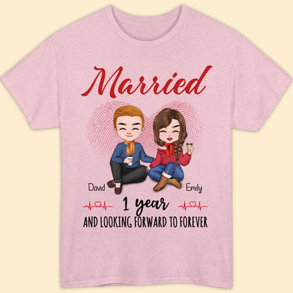 Married 1 Year Matching T-shirt Personalized Anniversary Gift For Couple