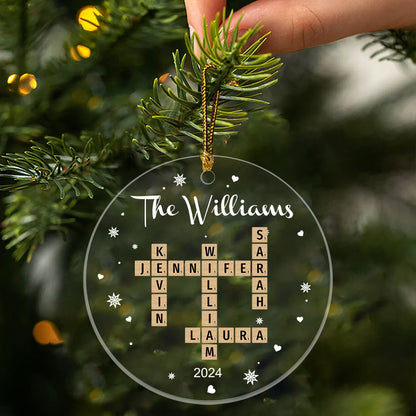 Family Names Crossword Puzzle Personalized Ornament For Family