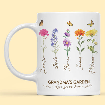 Grandma's Garden Birth Month Flower Personalized Mug For Grandma