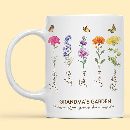 Grandma's Garden Birth Month Flower Personalized Mug For Grandma