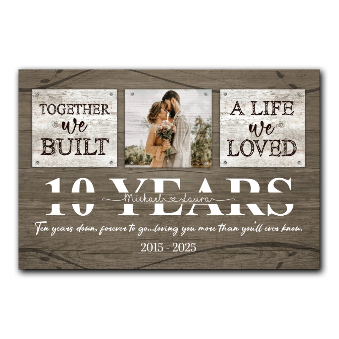 10 Years Together Canvas Personalized Anniversary Gift For Her For Him