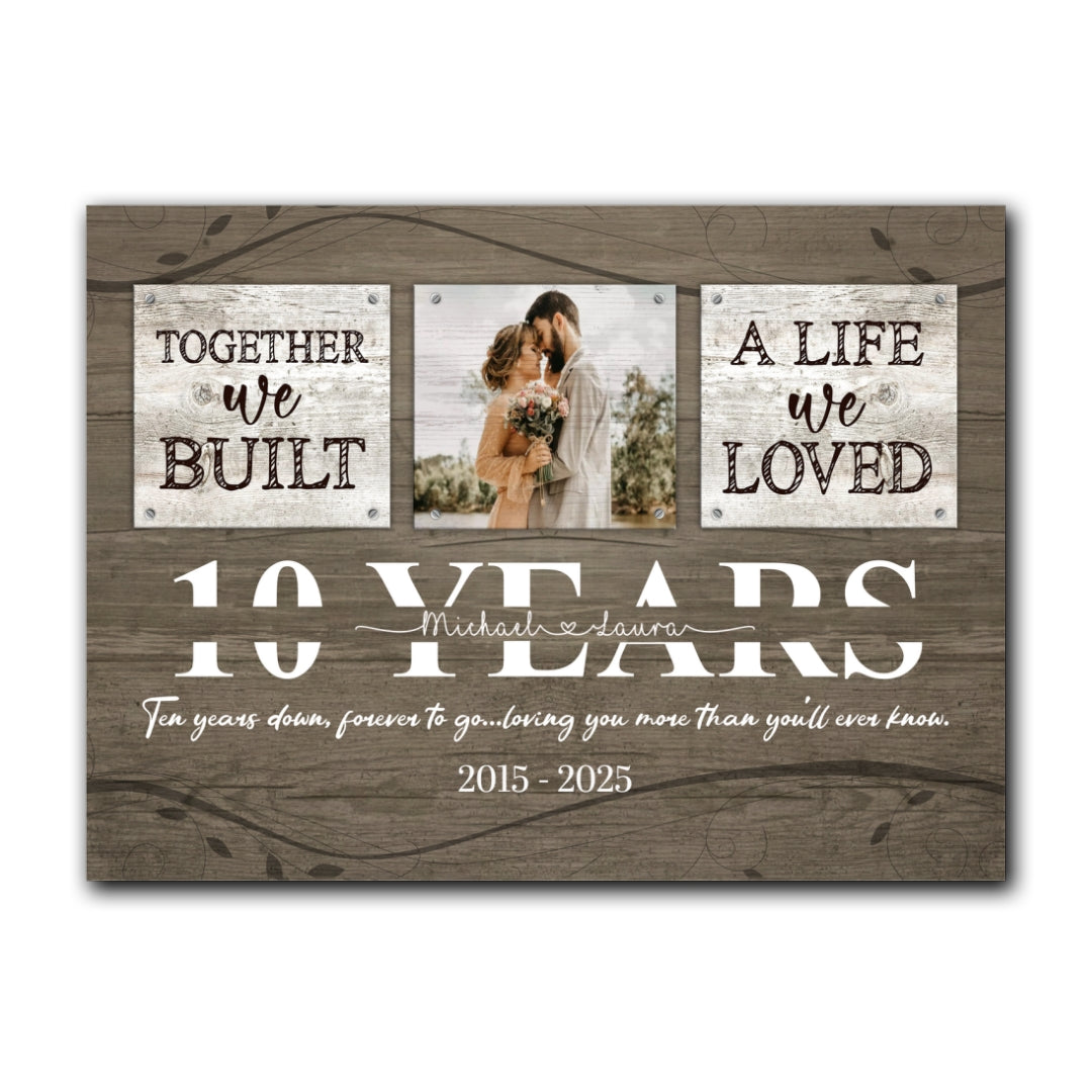 10 Years Together Canvas Personalized Anniversary Gift For Her For Him