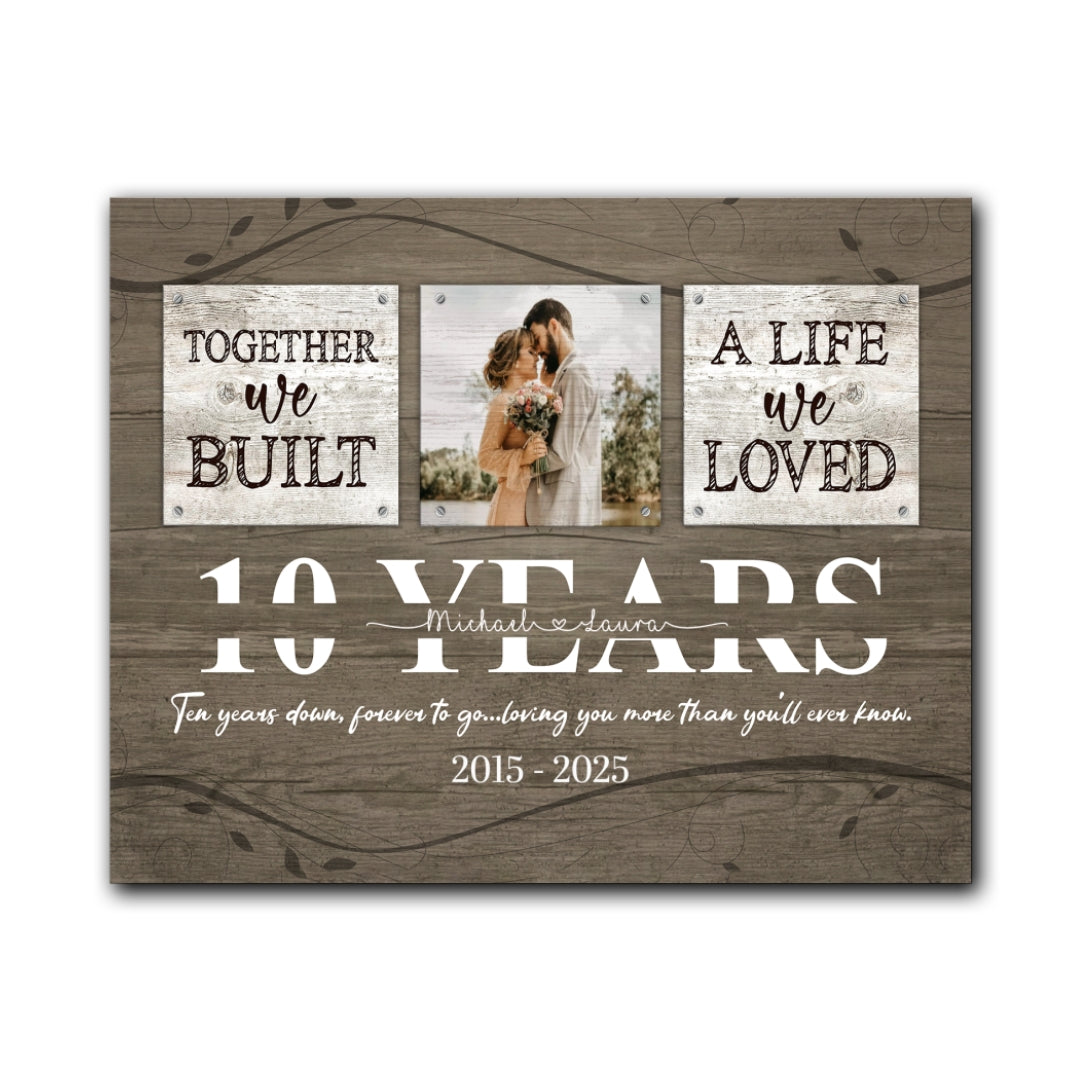 10 Years Together Canvas Personalized Anniversary Gift For Her For Him