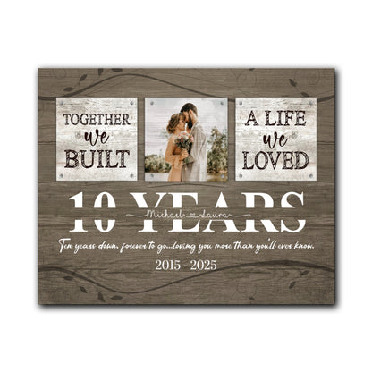 10 Years Together Canvas Personalized Anniversary Gift For Her For Him
