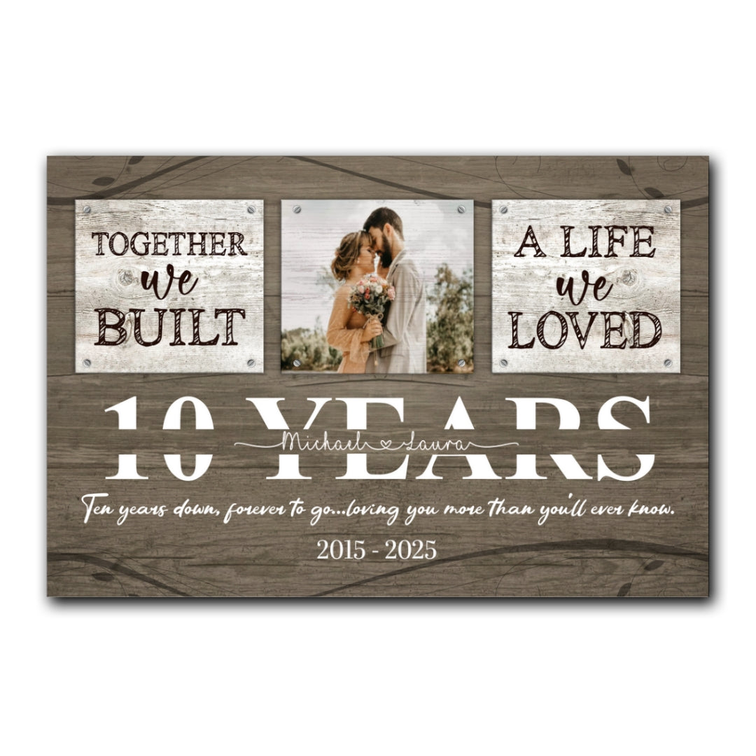 10 Years Together Canvas Personalized Anniversary Gift For Her For Him