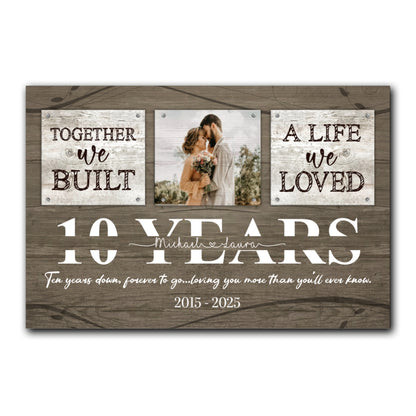 10 Years Together Canvas Personalized Anniversary Gift For Her For Him