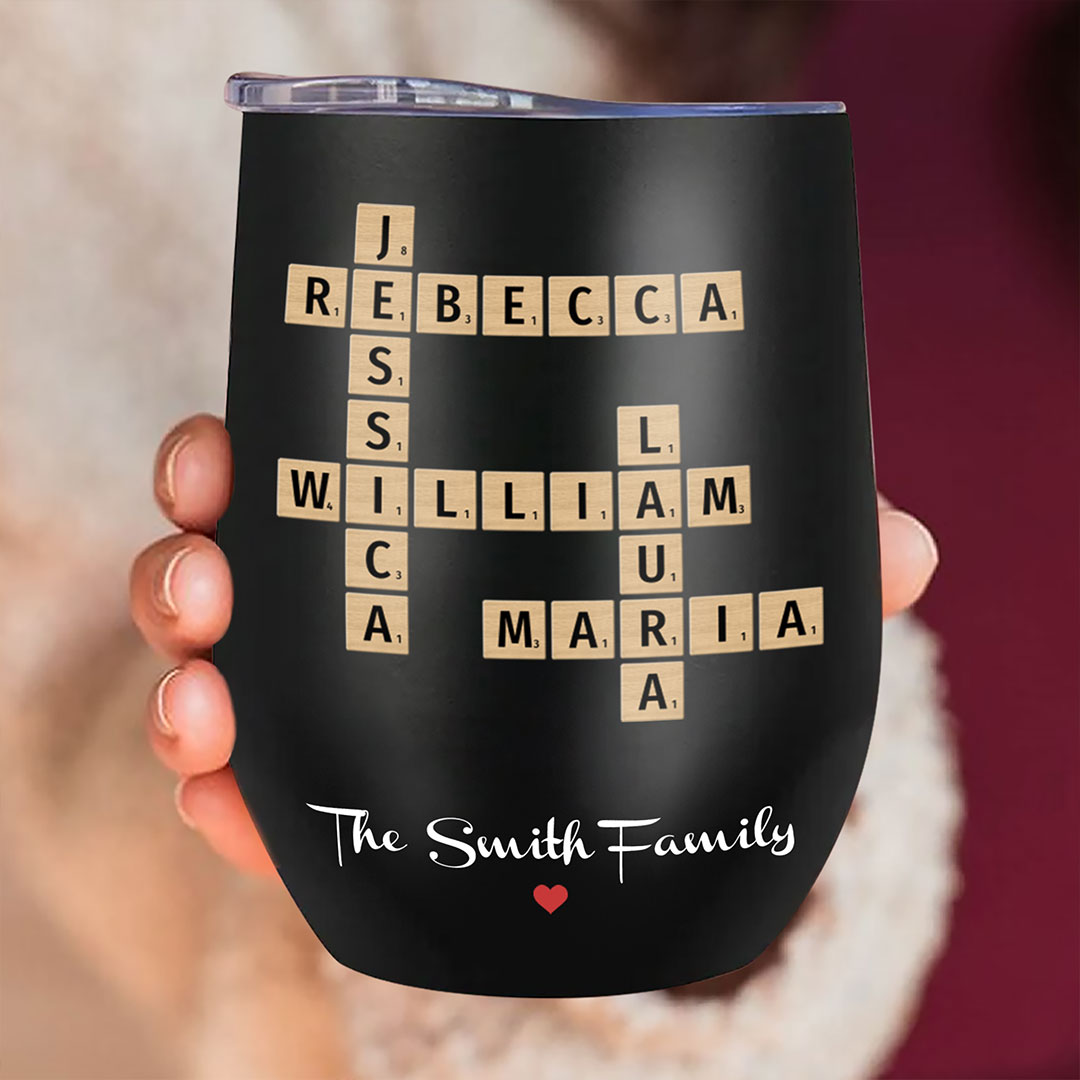 Family Names Crossword Puzzle Tumbler Personalized Gift For Family