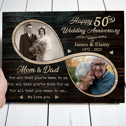 Mom Dad We Love You Personalized Canvas - Wedding Anniversary Gifts By Year For Parents
