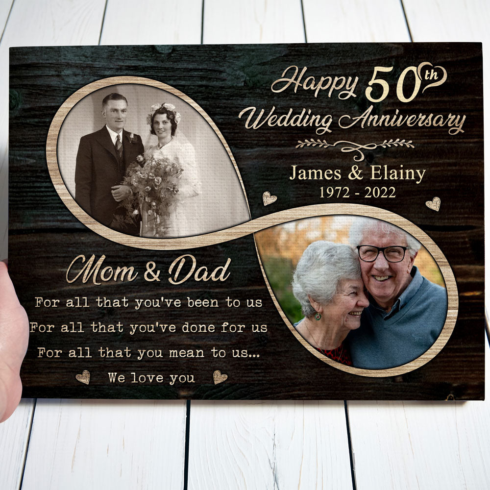50 Year 50th Wedding Anniversary For Parents Photo Personalized Canvas