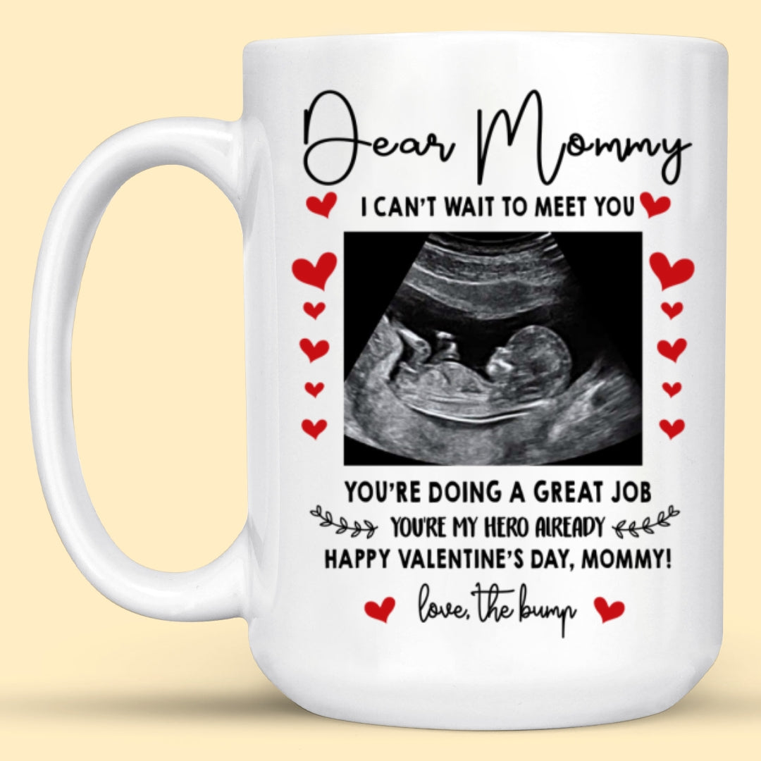 Personalized Mommy Happy Valentine's Day The Bump Mug Gift For Mom