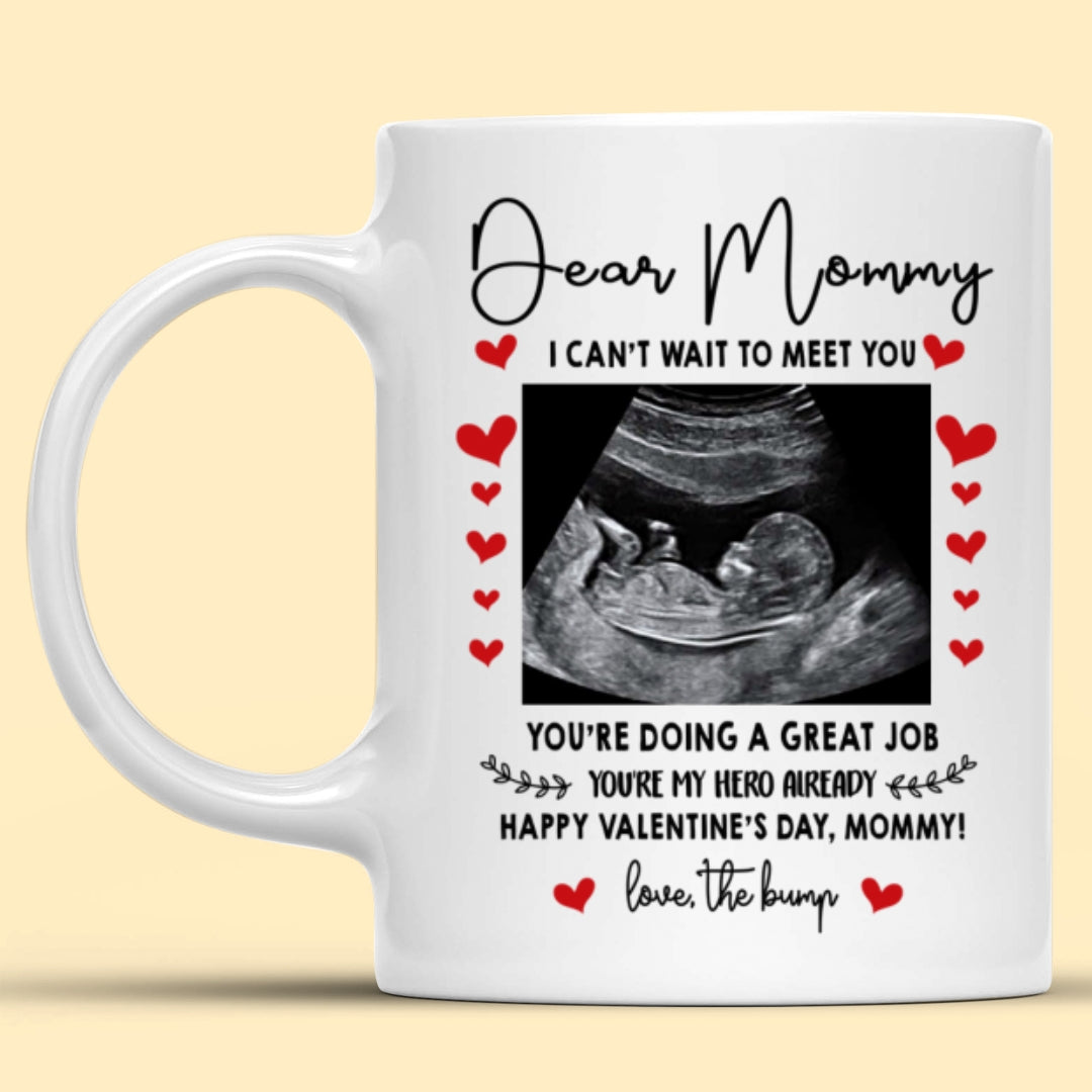 Personalized Mommy Happy Valentine's Day The Bump Mug Gift For Mom