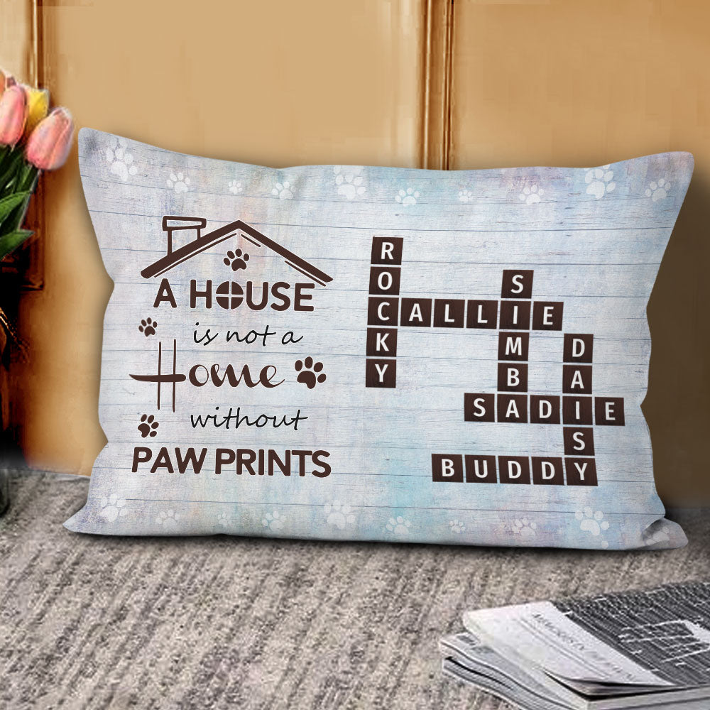 Pawprints Home Crossword Pillow Personalized Gift For Pet Lover