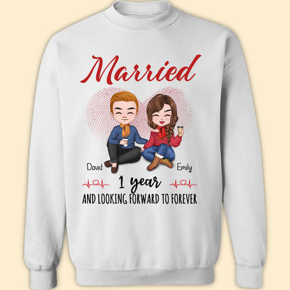 Married 1 Year Matching T-shirt Personalized Anniversary Gift For Couple