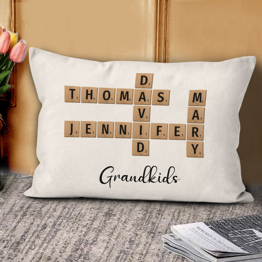 Grandkids Crossword Puzzle Pillow Personalized Gift For Grandparents