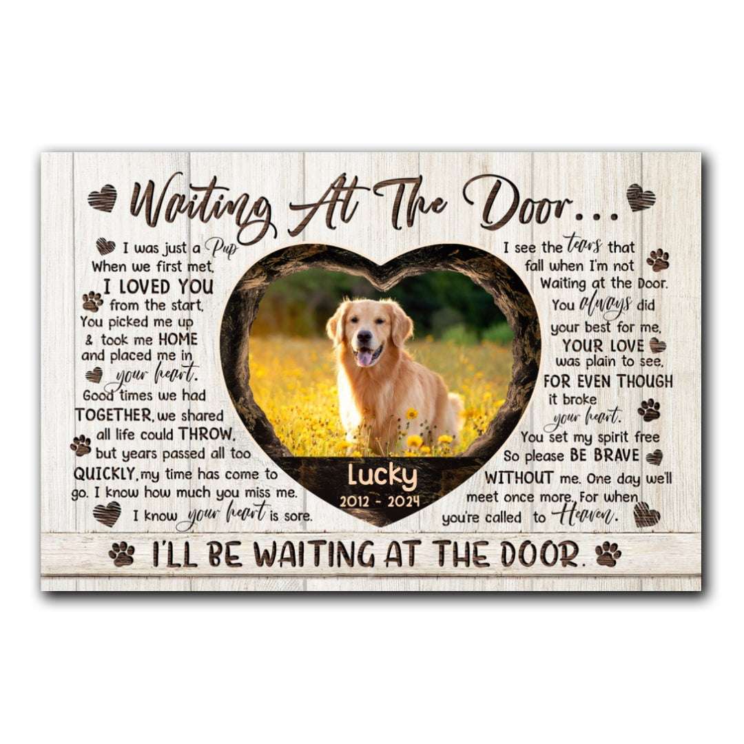 Waiting At The Door Canvas Pet Dog Cat Memorial Personalized Photo Gifts