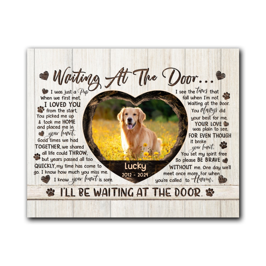 Waiting At The Door Canvas Pet Dog Cat Memorial Personalized Photo Gifts