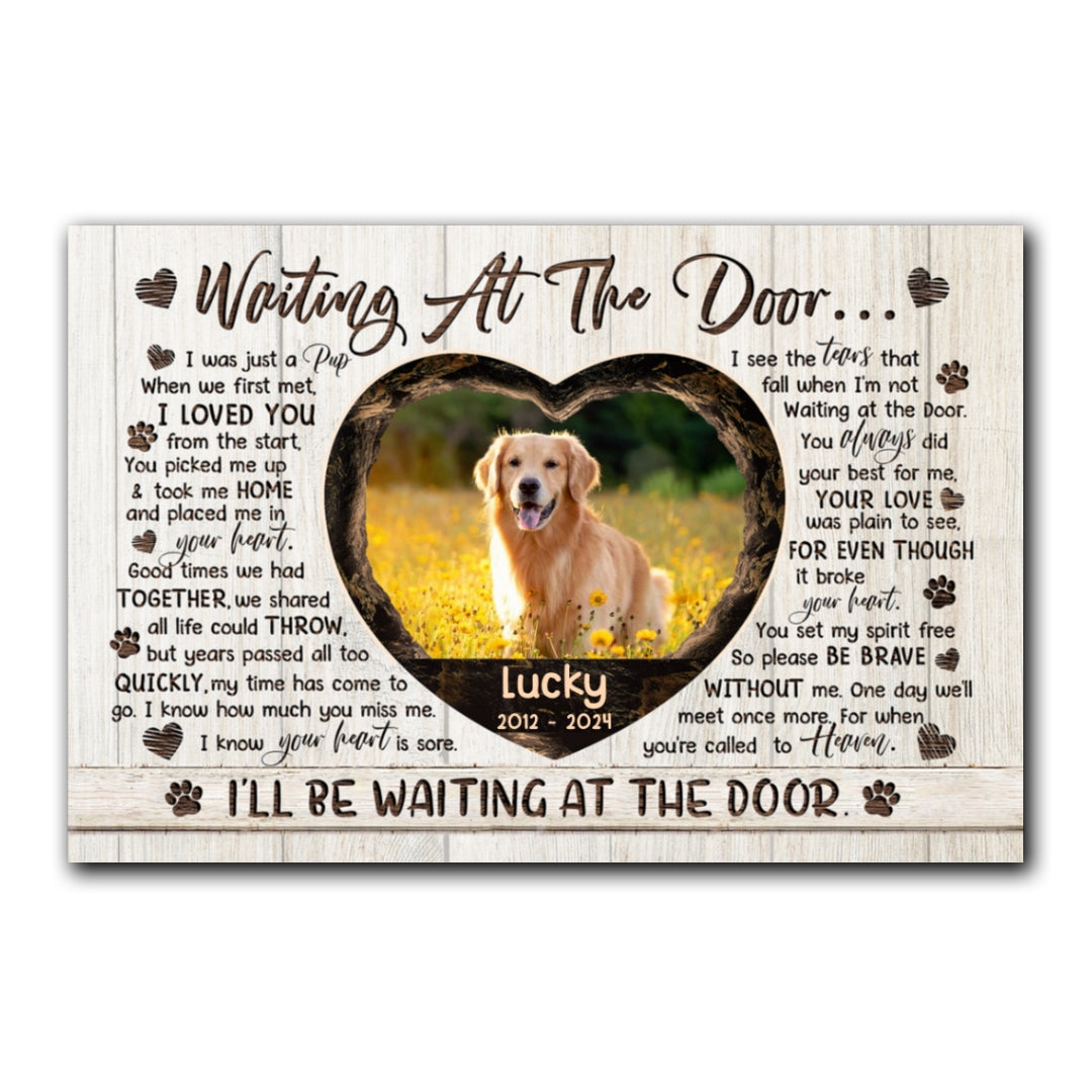 Waiting At The Door Canvas Pet Dog Cat Memorial Personalized Photo Gifts