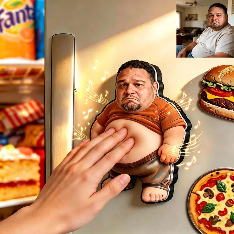 Personalized Squishy Photo & Music Fridge Magnet – Squeeze Belly Magnet with Built-in Sound, Gifts For Men