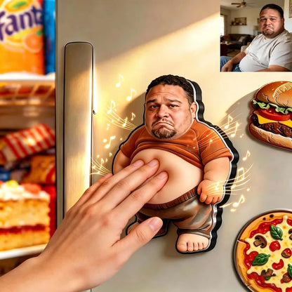Personalized Squishy Photo & Music Fridge Magnet – Squeeze Belly Magnet with Built-in Sound, Gifts For Men