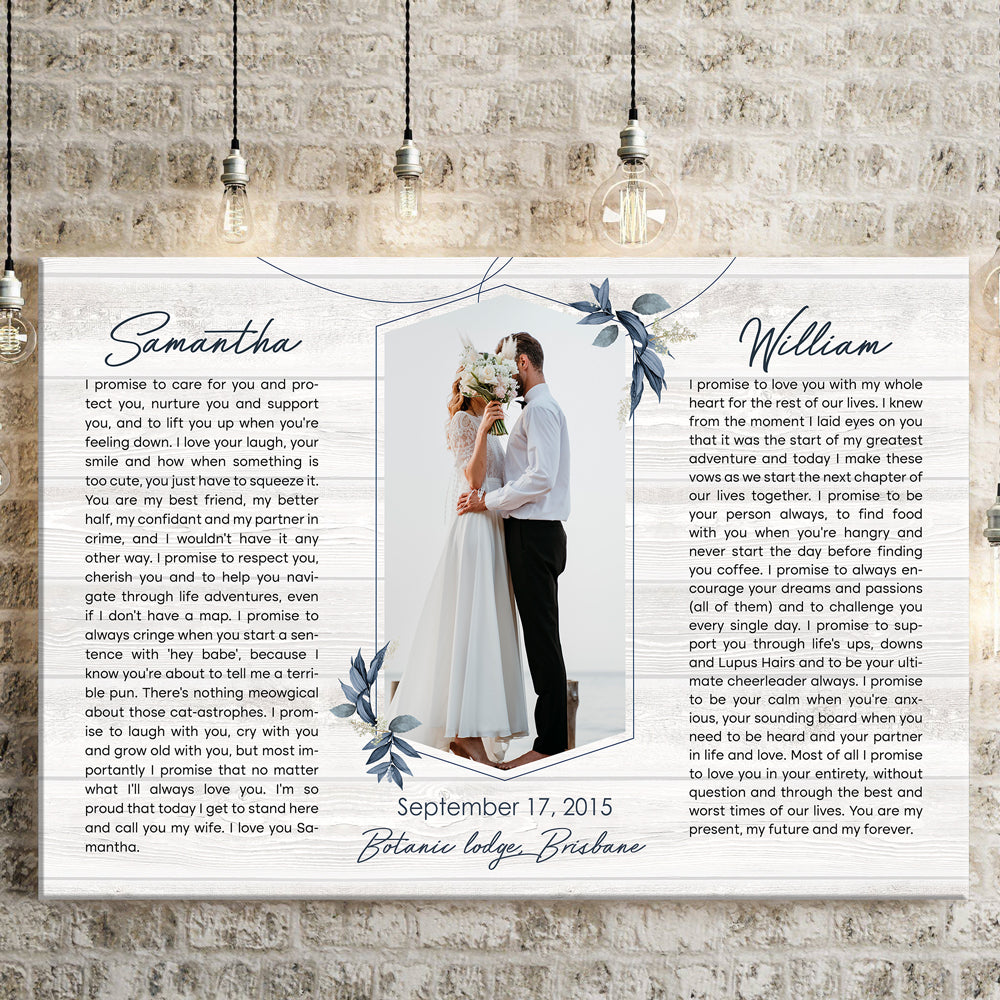 Couple Wedding Anniversary Vow Renewal Vows Personalized Canvas