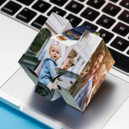Custom Multi Photo Rubic's Cube - For Father And Children - Gifts For Dad