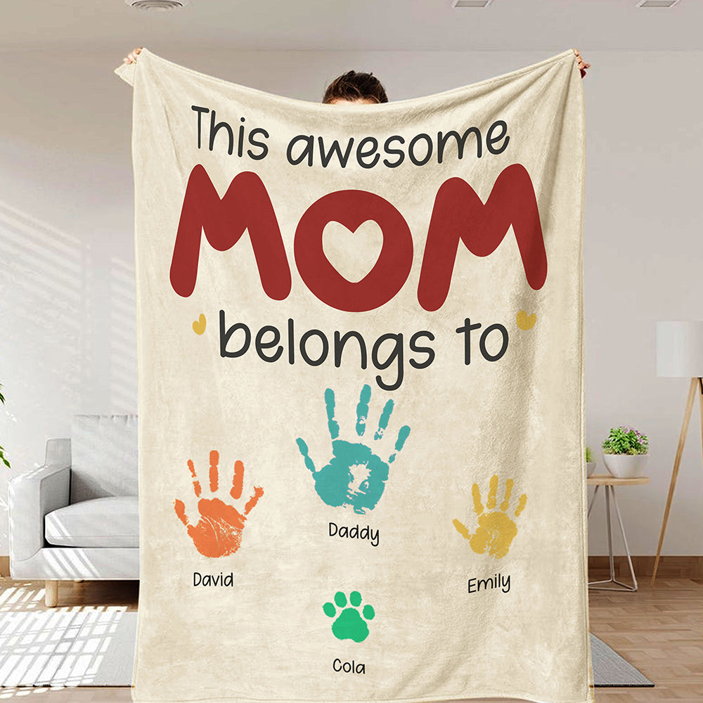 This Awesome Mom Belongs To Blanket Personalized Gift For Mother