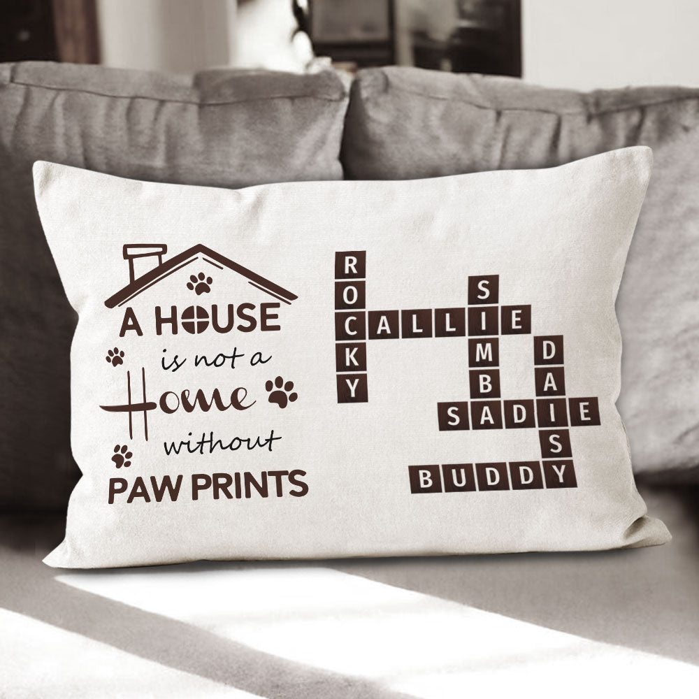 Pawprints Home Crossword Pillow Personalized Gift For Pet Lover