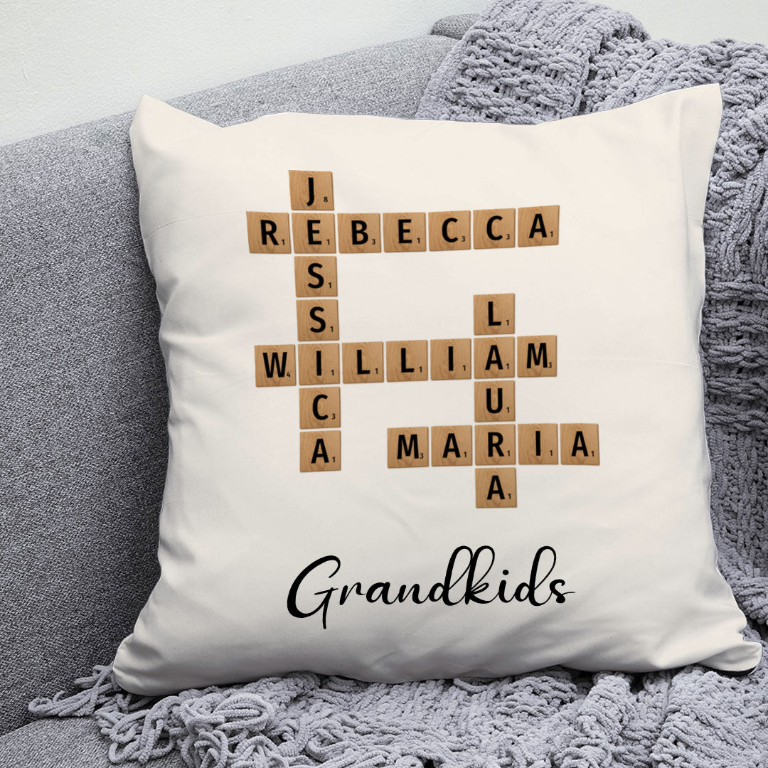 Grandkids Crossword Puzzle Pillow Personalized Gift For Grandparents
